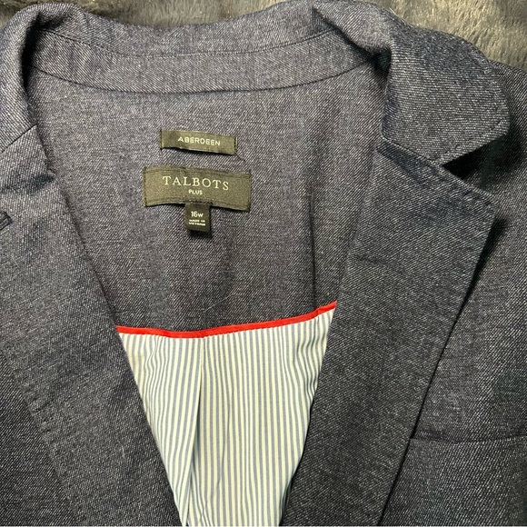 Talbots Blazer Womens 16 Blue Aberdeen 2 Button Lined Jacket Pockets Work Casual - Picture 5 of 9